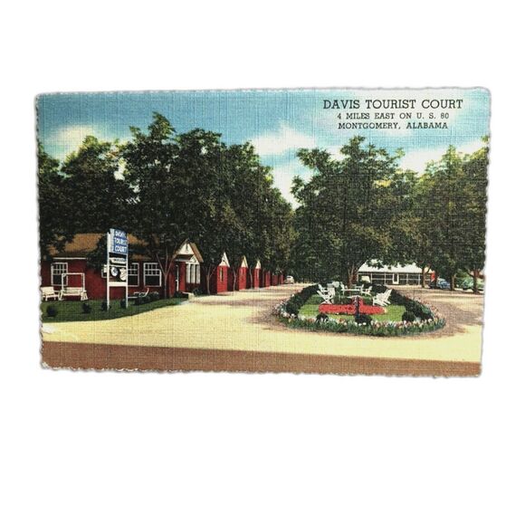 Curt Teich Other - Davis Tourist Court Montgomery Alabama Linen Unposted 1948 Color